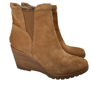Sorel Women's Size 7 After Hours Chelsea Boot Ankle Wedge Bootie Tan Suede